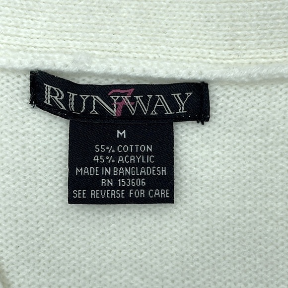 Vintage Y2K Runway 7 Preppy Letter Print V-Neck Cardigan Knit Sweater Medium - Picture 9 of 15